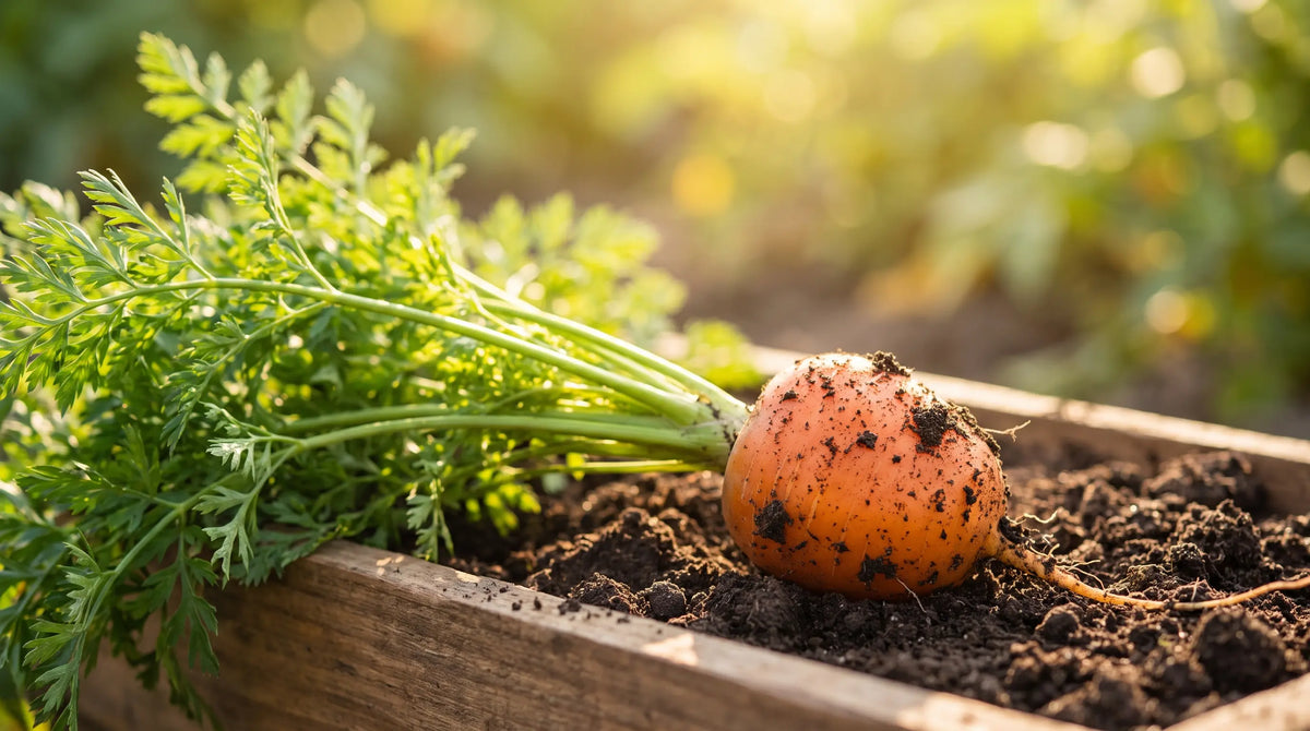 A Parisian carrot freshly pulled from the garden