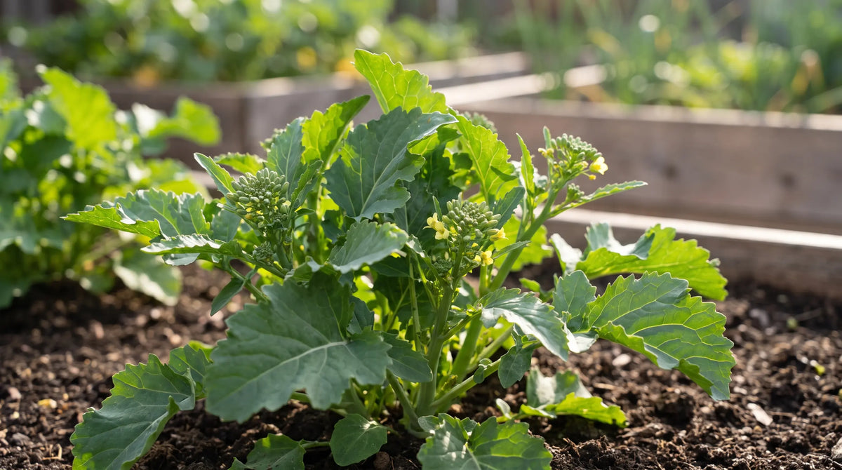 How to grow broccoli rabe (rapini): a mature rapini plant in a home garden