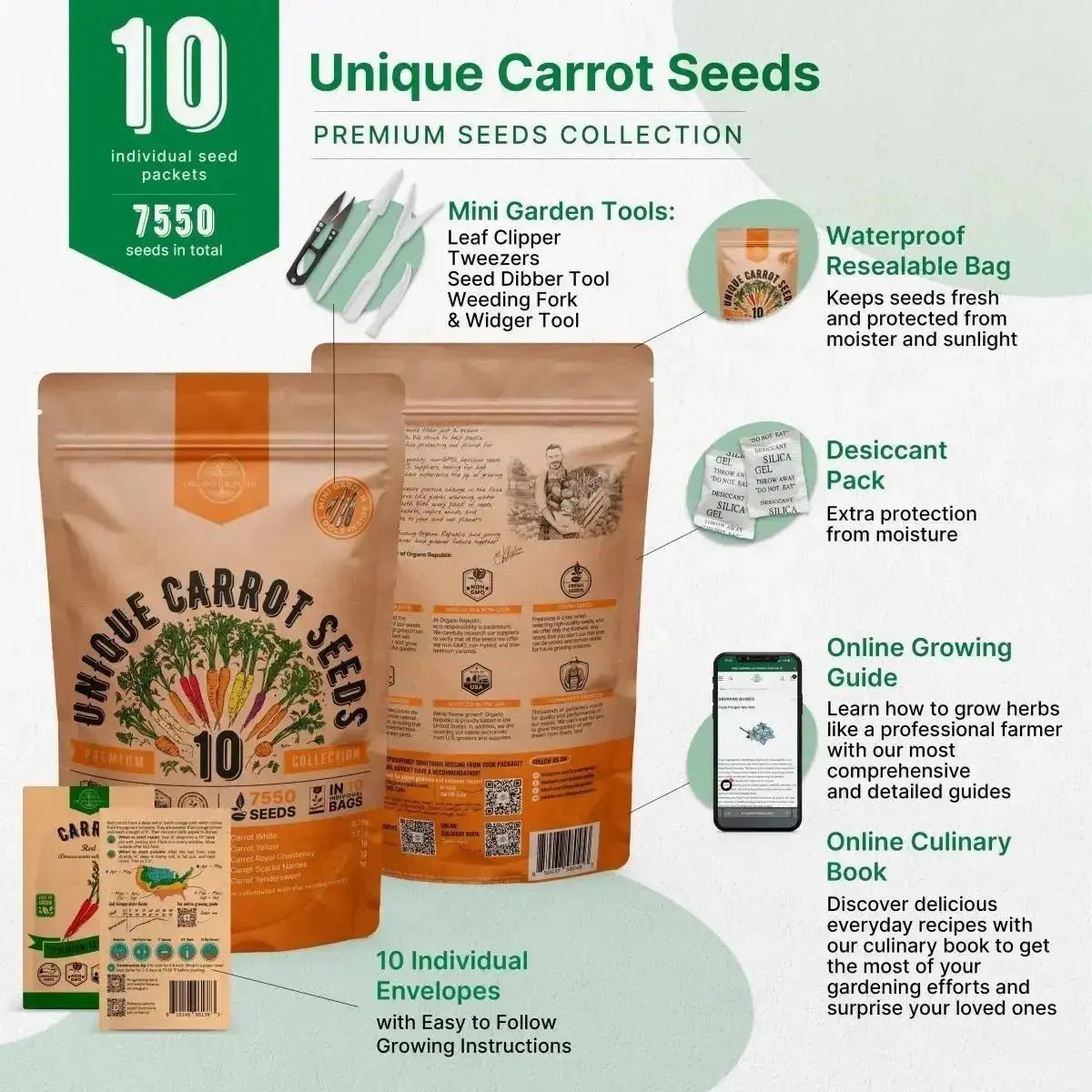 10 Unique Carrot Seeds Variety Pack - Organo Republic seeds store 10 Unique Carrot Seeds Variety Pack