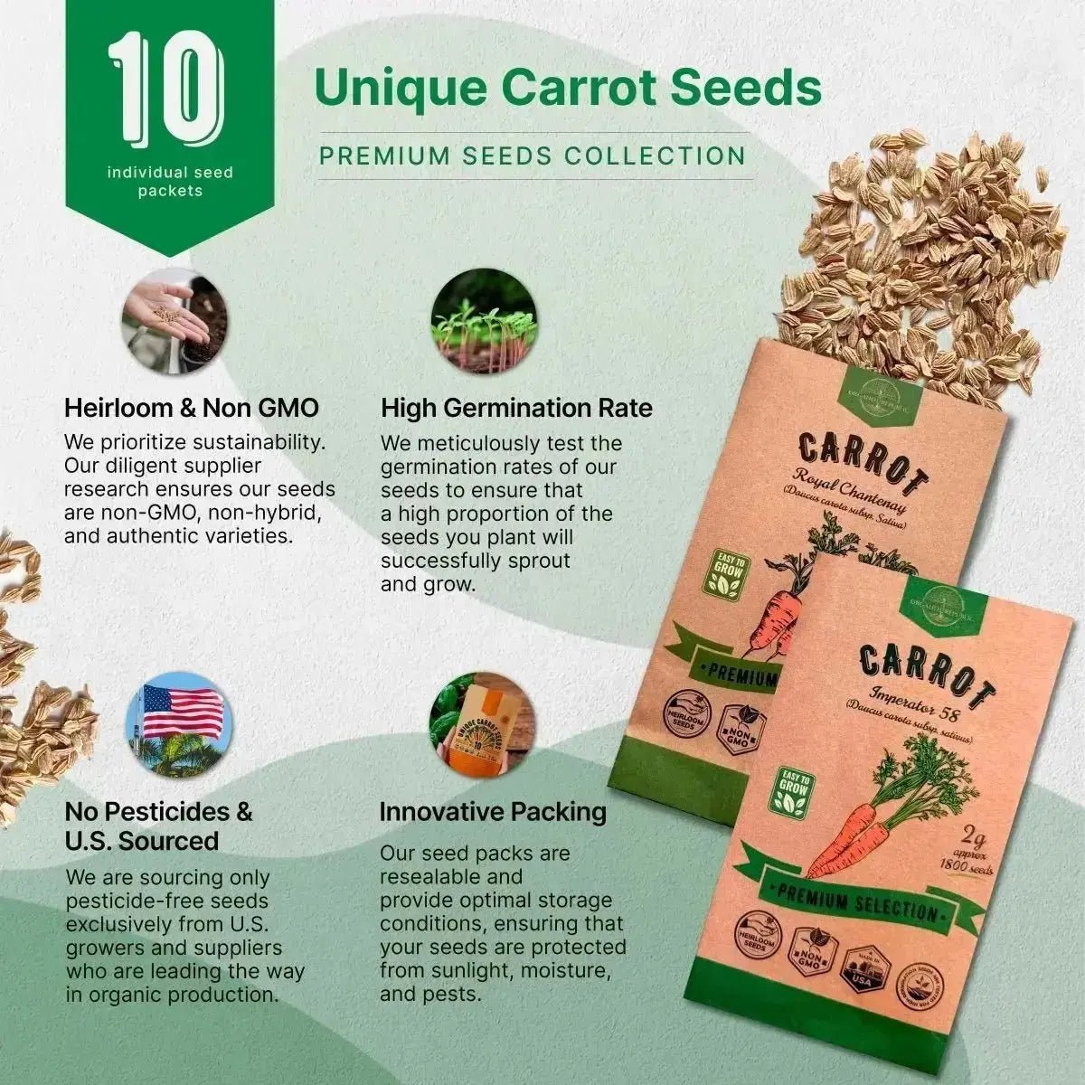 10 Unique Carrot Seeds Variety Pack - Organo Republic seeds store 10 Unique Carrot Seeds Variety Pack