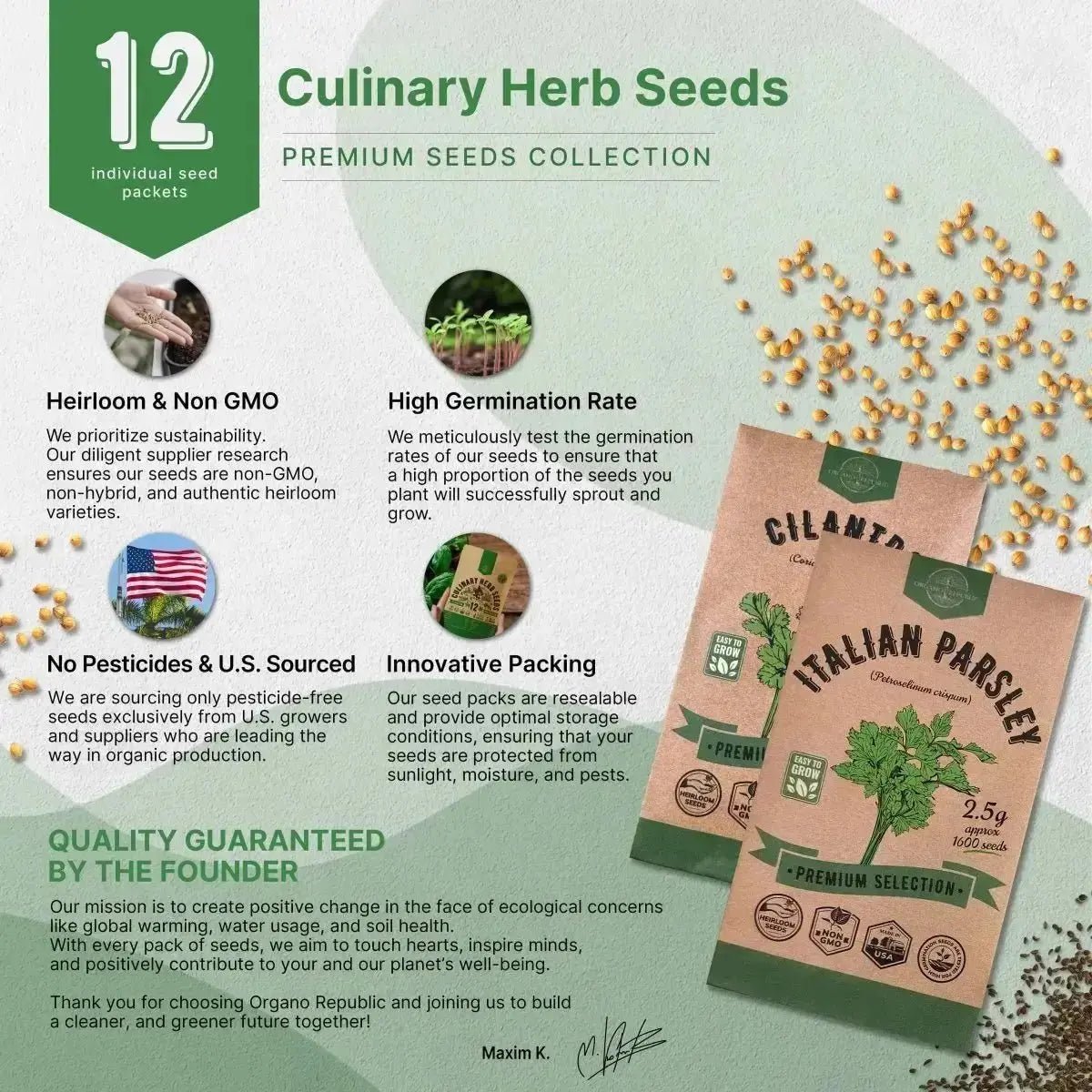 12 Culinary Herbs Seeds Variety Pack - Organo Republic seeds store 12 Culinary Herbs Seeds Variety Pack