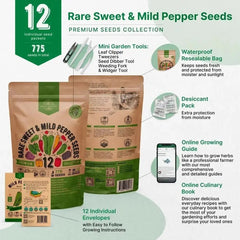 12 Rare Sweet & Mild Pepper Seeds Variety Pack - Organo Republic seeds store 12 Rare Sweet & Mild Pepper Seeds Variety Pack