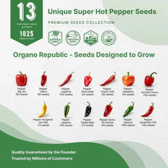 13 Unique Super Hot Pepper Seeds Variety Pack - Organo Republic seeds store 13 Unique Super Hot Pepper Seeds Variety Pack
