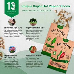 13 Unique Super Hot Pepper Seeds Variety Pack - Organo Republic seeds store 13 Unique Super Hot Pepper Seeds Variety Pack