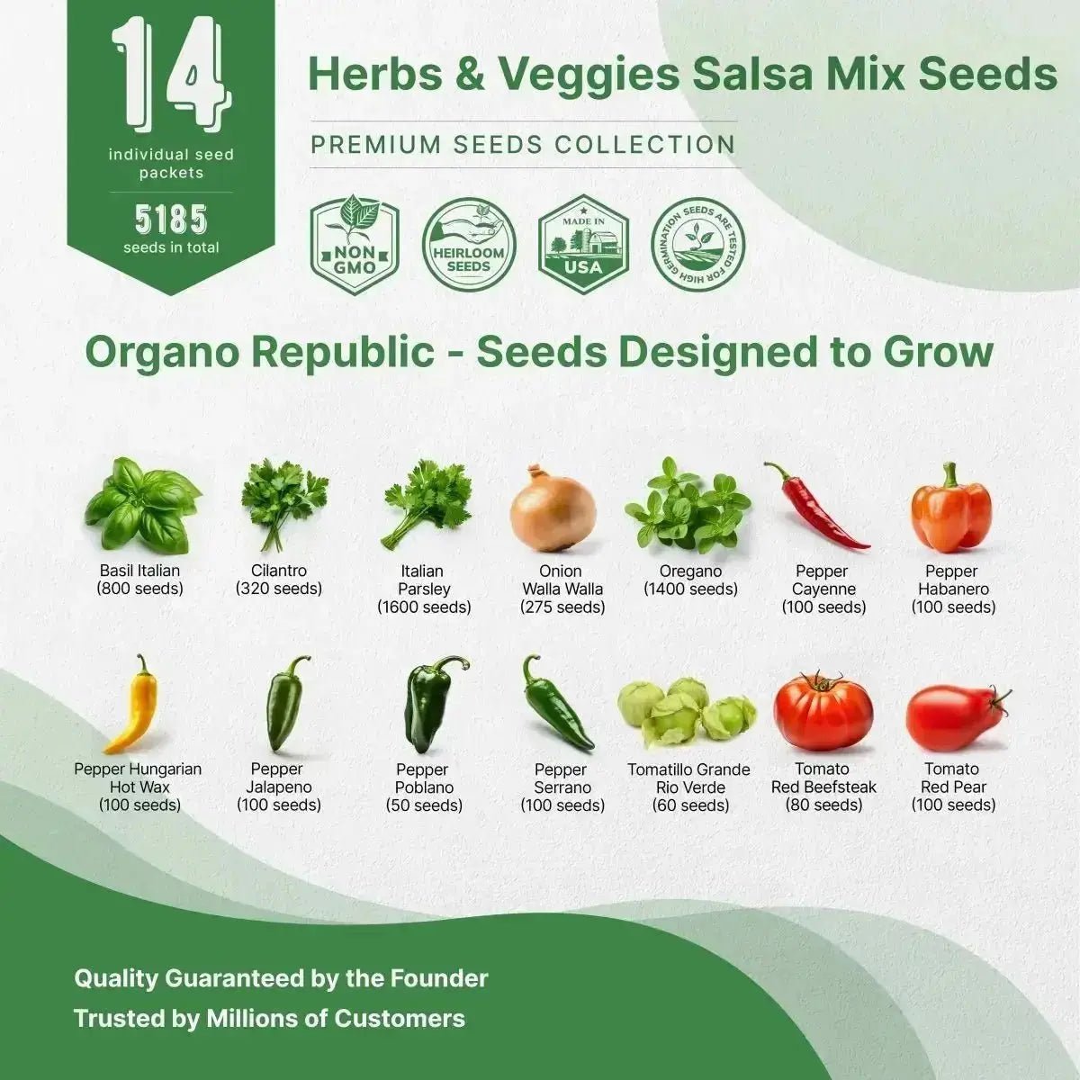 14 Herbs & Veggies Salsa Mix Seeds Variety Pack - Organo Republic seeds store 14 Herbs & Veggies Salsa Mix Seeds Variety Pack
