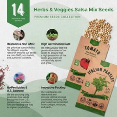 14 Herbs & Veggies Salsa Mix Seeds Variety Pack - Organo Republic seeds store 14 Herbs & Veggies Salsa Mix Seeds Variety Pack