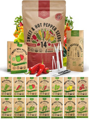 14 Sweet & Hot Peppers Seeds Variety Pack - Organo Republic seeds store 14 Sweet & Hot Peppers Seeds Variety Pack