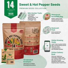 14 Sweet & Hot Peppers Seeds Variety Pack - Organo Republic seeds store 14 Sweet & Hot Peppers Seeds Variety Pack