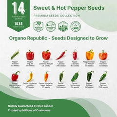 14 Sweet & Hot Peppers Seeds Variety Pack - Organo Republic seeds store 14 Sweet & Hot Peppers Seeds Variety Pack