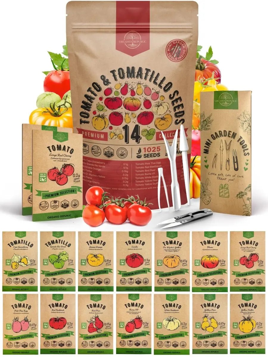 14 Unique Tomato and Tomatillo Variety Pack - Organo Republic seeds store 14 Unique Tomato and Tomatillo Variety Pack