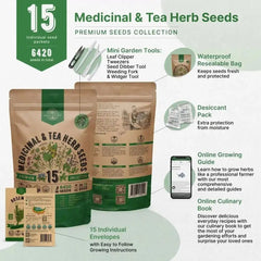 15 Medicinal & Tea Herb Seeds Variety Pack - Organo Republic seeds store 15 Medicinal & Tea Herb Seeds Variety Pack