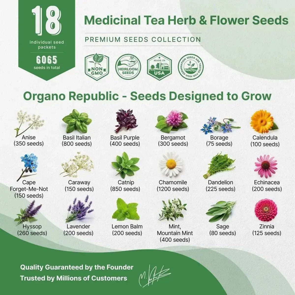 18 Medicinal Tea Herb & Flower Seeds Variety Pack - Organo Republic seeds store 18 Medicinal Tea Herb & Flower Seeds Variety Pack