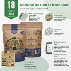 18 Medicinal Tea Herb & Flower Seeds Variety Pack - Organo Republic seeds store 18 Medicinal Tea Herb & Flower Seeds Variety Pack