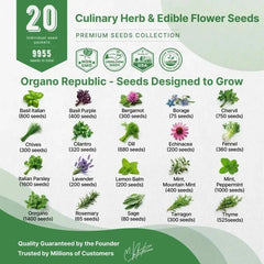 20 Culinary Herbs & Edible Flower Seeds Variety Pack - Organo Republic seeds store 20 Culinary Herbs & Edible Flower Seeds Variety Pack