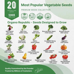 20 Vegetable Seeds Variety Pack - Organo Republic seeds store 20 Vegetable Seeds Variety Pack