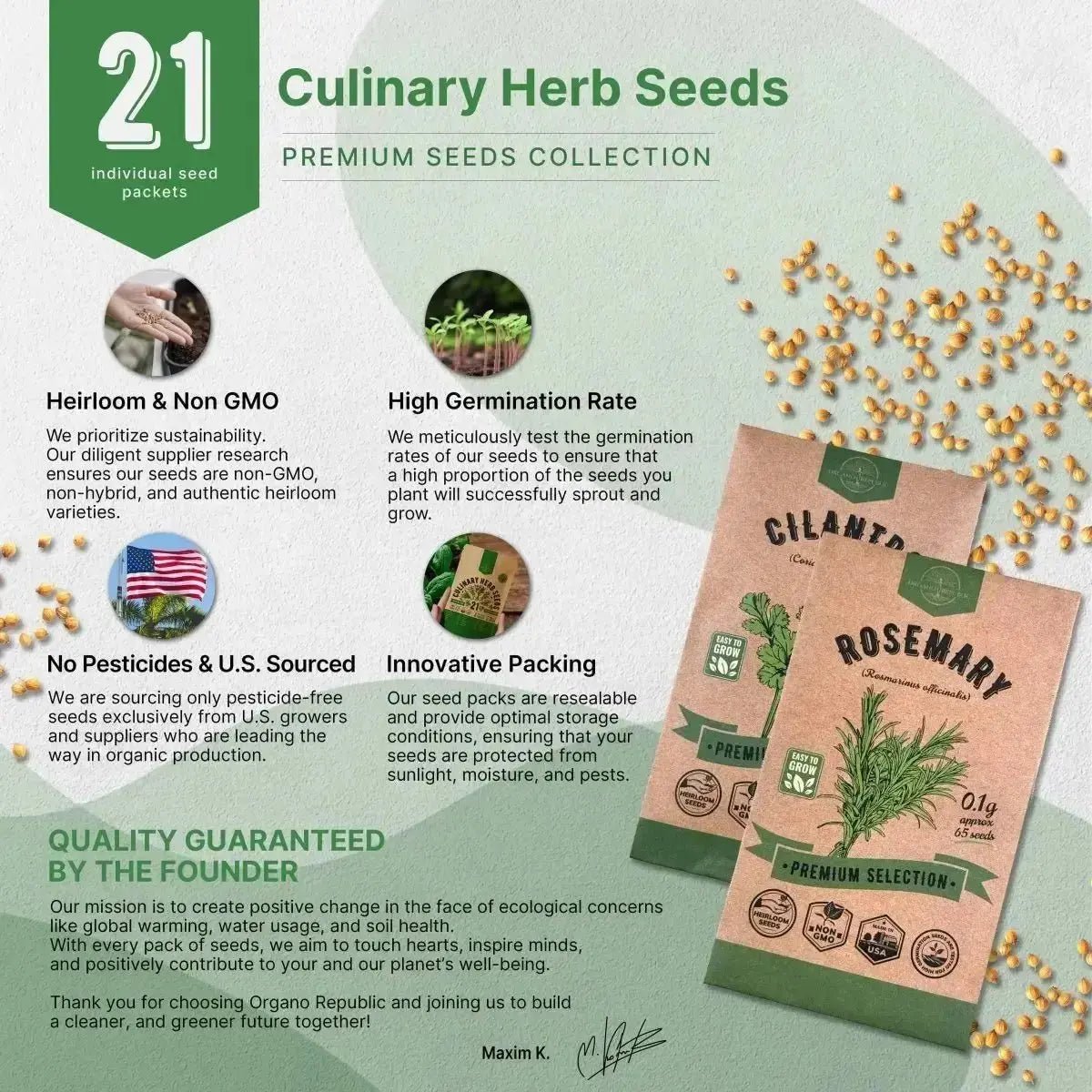 21 Culinary Herb Seeds Variety Pack - Organo Republic seeds store 21 Culinary Herb Seeds Variety Pack
