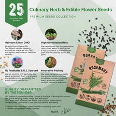 25 Culinary Herbs & Edible Flower Seeds Variety Pack - Organo Republic seeds store 25 Culinary Herbs & Edible Flower Seeds Variety Pack