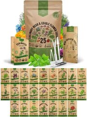 25 Culinary Herbs & Edible Flower Seeds Variety Pack - Organo Republic seeds store 25 Culinary Herbs & Edible Flower Seeds Variety Pack