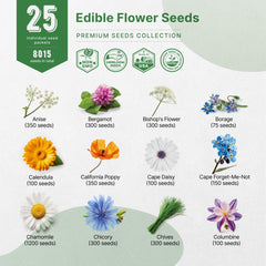 25 Edible Flower Seeds 4500+ Non GMO Heirloom Seeds for Planting - Organo Republic