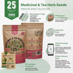 25 Medicinal & Tea Herb Seeds Variety Pack - Organo Republic seeds store 25 Medicinal & Tea Herb Seeds Variety Pack