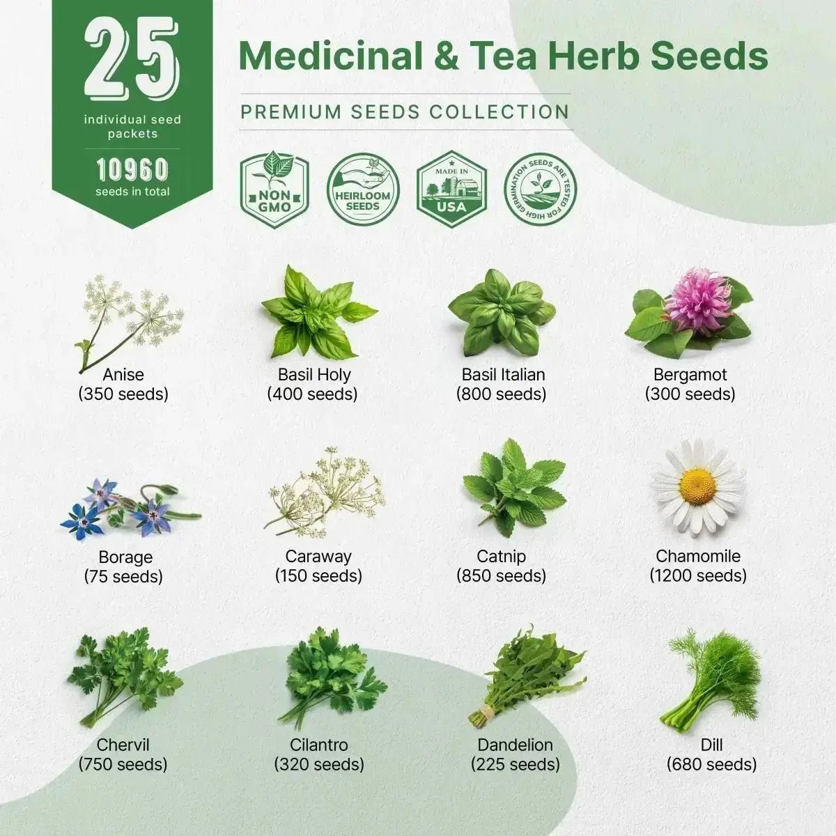 25 Medicinal & Tea Herb Seeds Variety Pack - Organo Republic seeds store 25 Medicinal & Tea Herb Seeds Variety Pack
