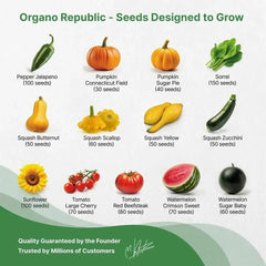 25 Summer Fruit & Vegetable Seeds Variety Pack - Organo Republic seeds store 25 Summer Fruit & Vegetable Seeds Variety Pack
