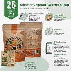 25 Summer Fruit & Vegetable Seeds Variety Pack - Organo Republic seeds store 25 Summer Fruit & Vegetable Seeds Variety Pack