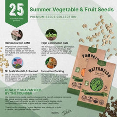 25 Summer Fruit & Vegetable Seeds Variety Pack - Organo Republic seeds store 25 Summer Fruit & Vegetable Seeds Variety Pack