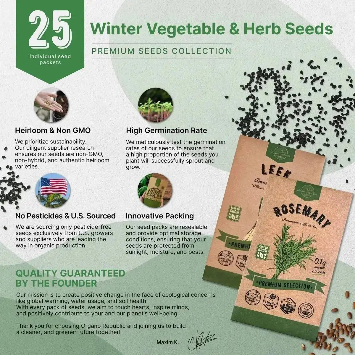 25 Winter Vegetable & Herb Seeds Variety Pack - Organo Republic seeds store 25 Winter Vegetable & Herb Seeds Variety Pack