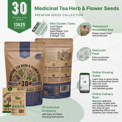 30 Medicinal Tea Herb & Flower Seeds Variety Pack - Organo Republic seeds store 30 Medicinal Tea Herb & Flower Seeds Variety Pack