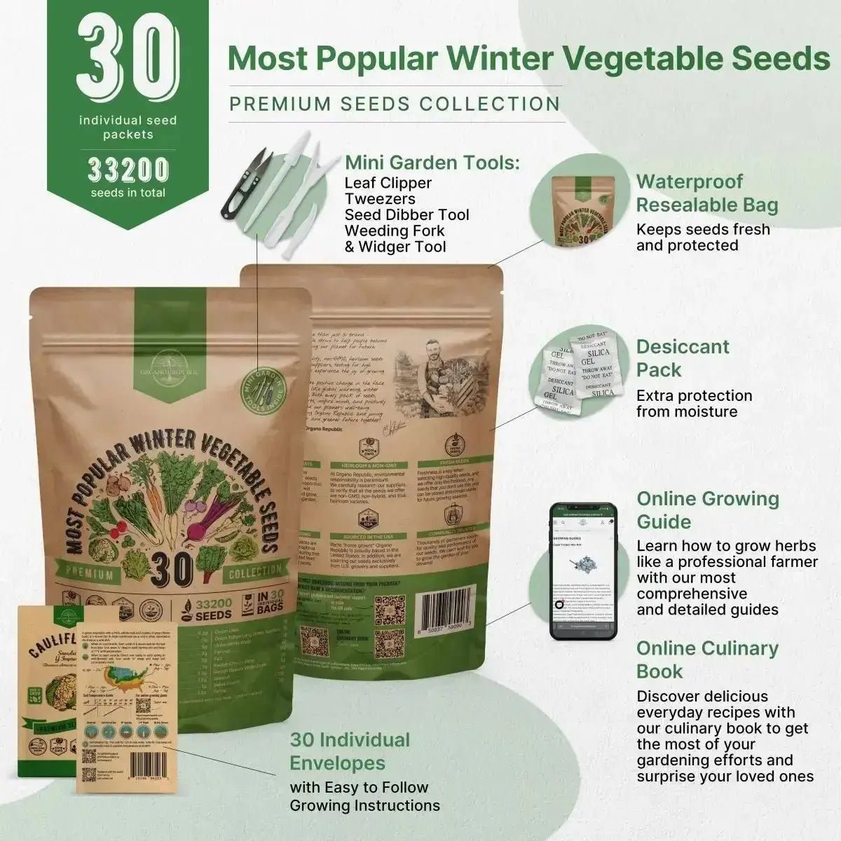 30 Most Popular Winter Vegetable Seeds Variety Pack - Organo Republic seeds store 30 Most Popular Winter Vegetable Seeds Variety Pack