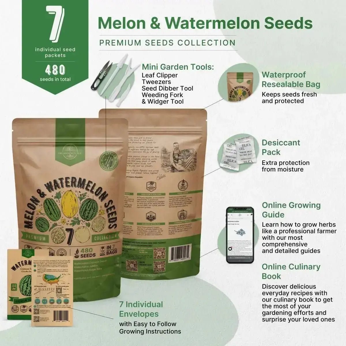 7 Melon & Watermelon Seeds Variety Pack - Organo Republic seeds store 7 Melon & Watermelon Seeds Variety Pack
