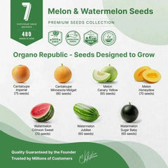 7 Melon & Watermelon Seeds Variety Pack - Organo Republic seeds store 7 Melon & Watermelon Seeds Variety Pack