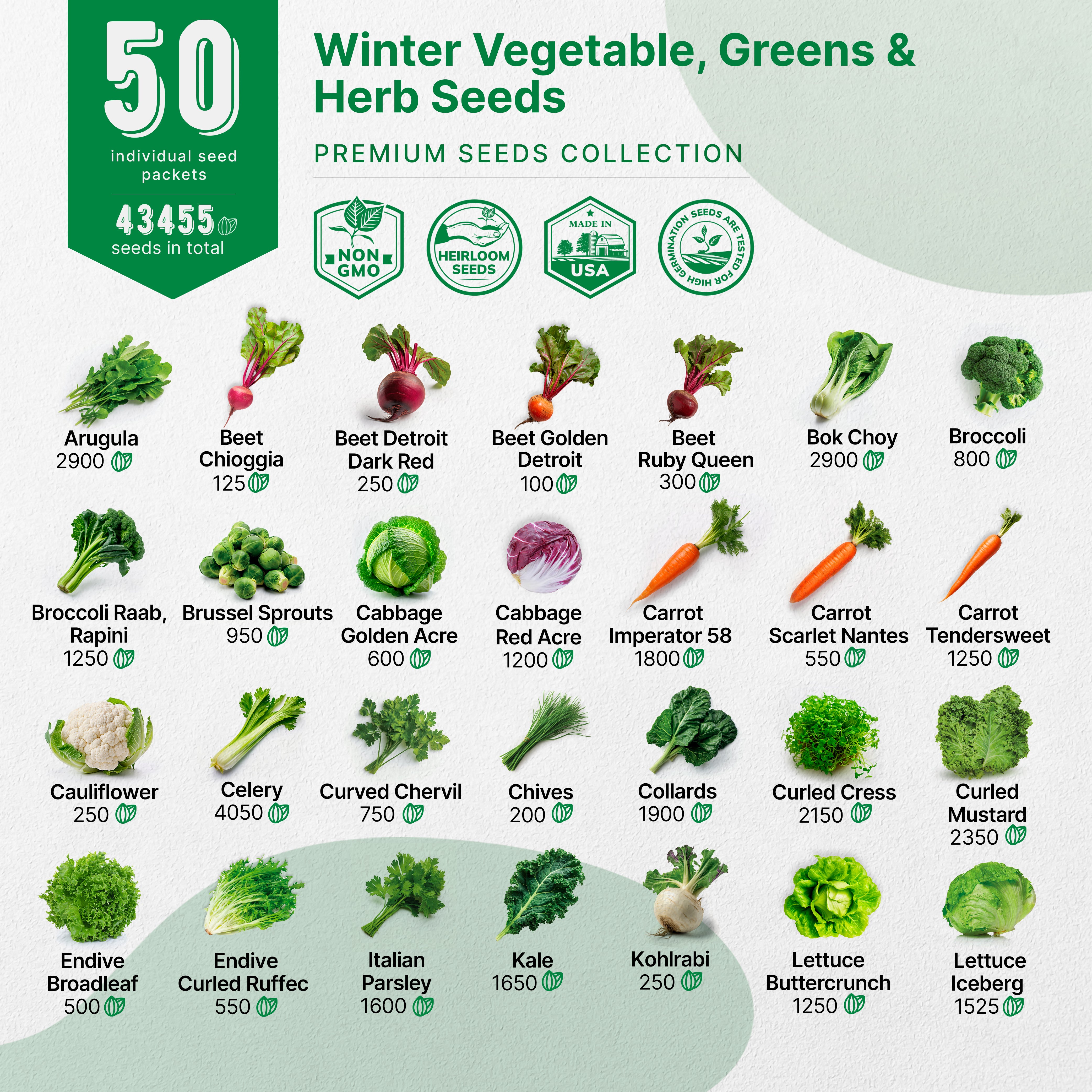 50 Winter Vegetable Garden Seeds Variety Pack - Organo Republic seeds store 50 Winter Vegetable Garden Seeds Variety Pack