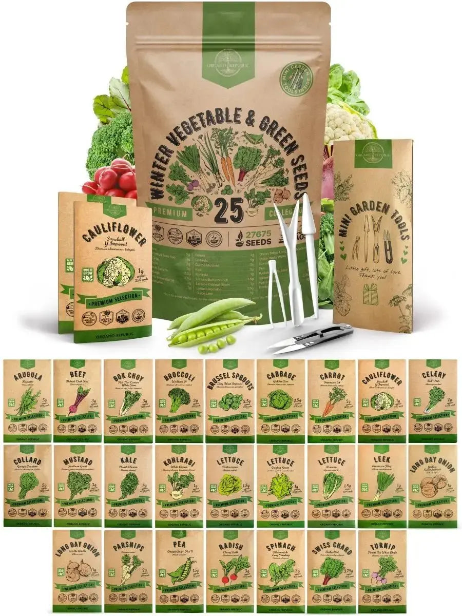 25 Winter Vegetable Seeds Variety Pack - Organo Republic seeds store 25 Winter Vegetable Seeds Variety Pack