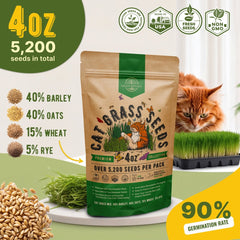Cat Grass Seeds Mix 4 oz - Organo Republic seeds store Cat Grass Seeds Mix 4 oz