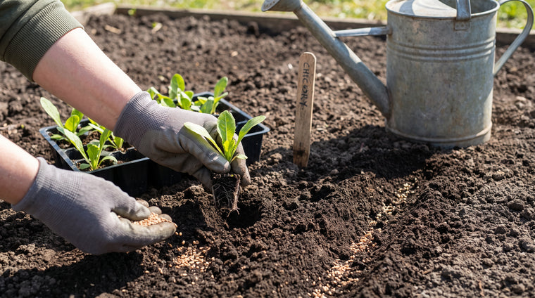 Direct-sow chicory a quarter inch deep, then thin to give roots room.