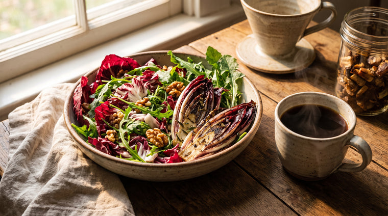 Homegrown radicchio for salads, plus roasted chicory-root coffee.
