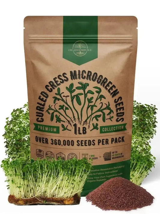 Cress Sprouting & Microgreens Seeds - Non - GMO, Heirloom Sprout Seeds Kit - Organo Republic 900