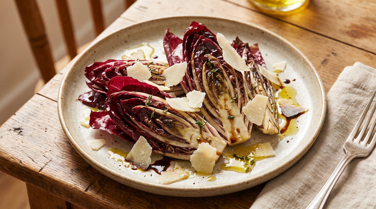 Grilled radicchio with parmesan and balsamic, its bitterness turned sweet.