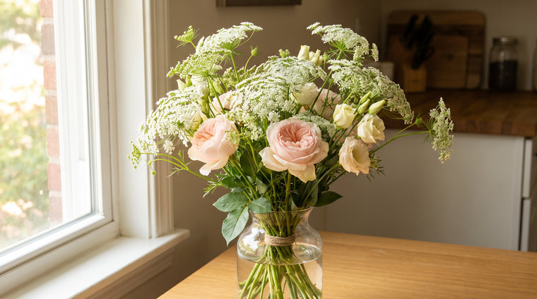 Lacy white Bishop's Flower, cut for an airy filler in the vase.