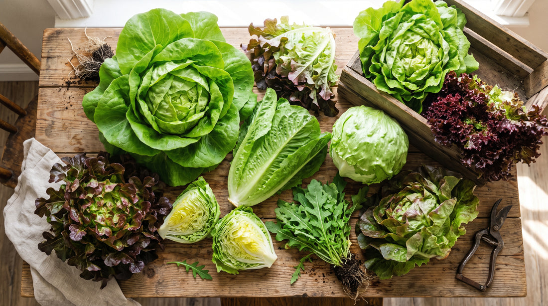 Crisp heads and tender loose leaves, picked fresh for the salad bowl.