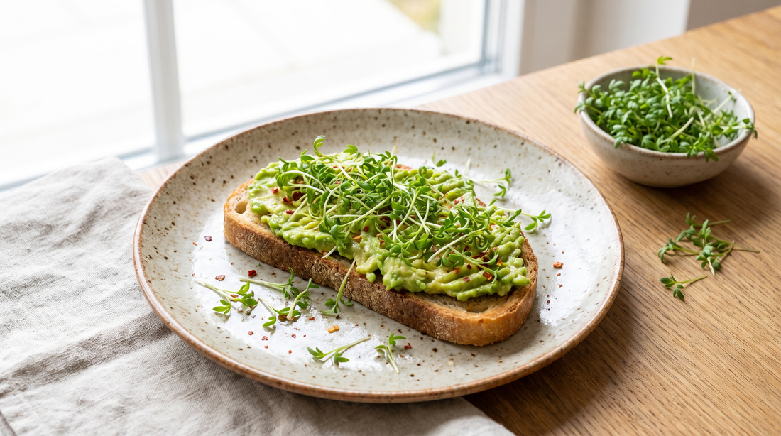 Peppery curled cress adds a zesty bite to avocado toast.