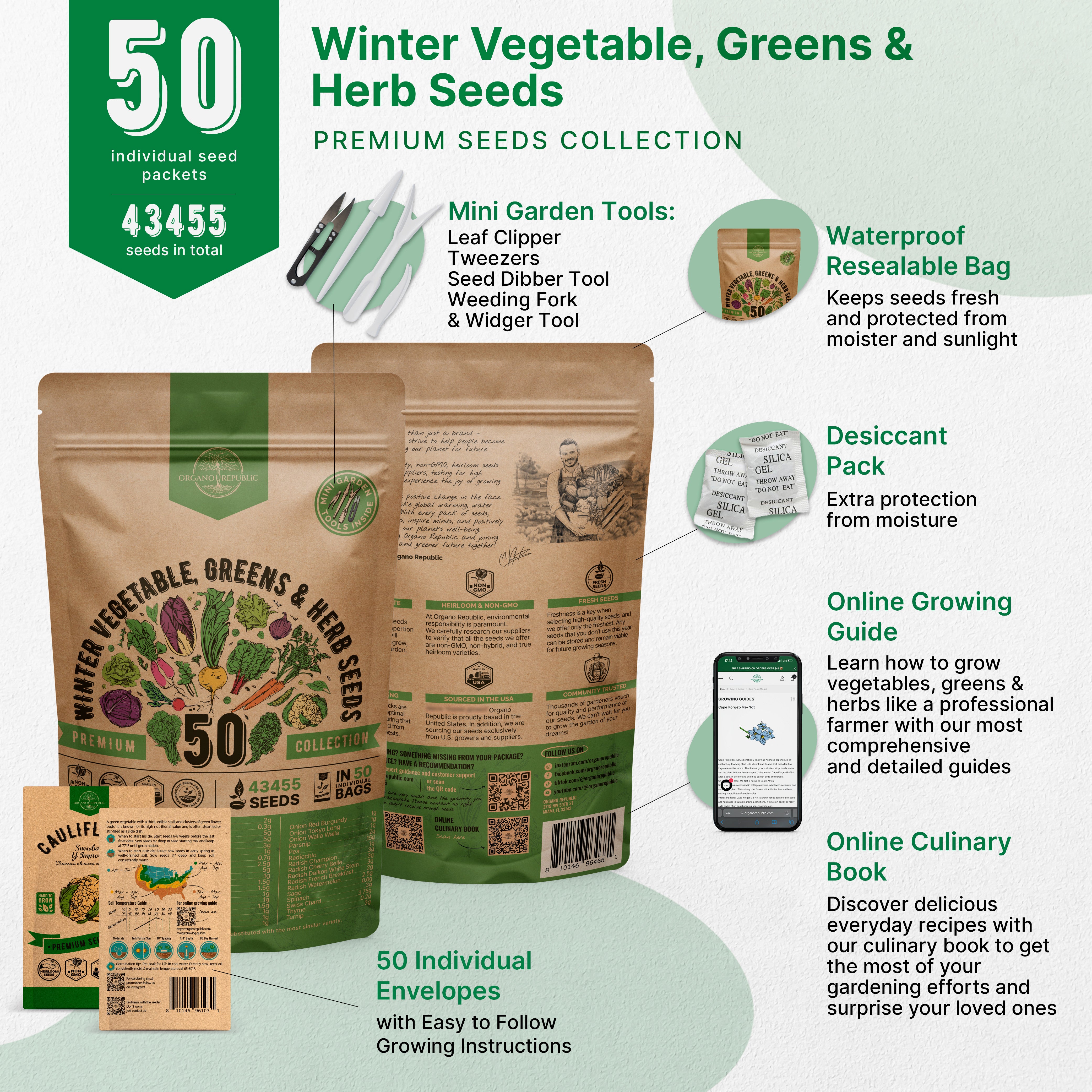 50 Winter Vegetable Garden Seeds Variety Pack - Organo Republic seeds store 50 Winter Vegetable Garden Seeds Variety Pack