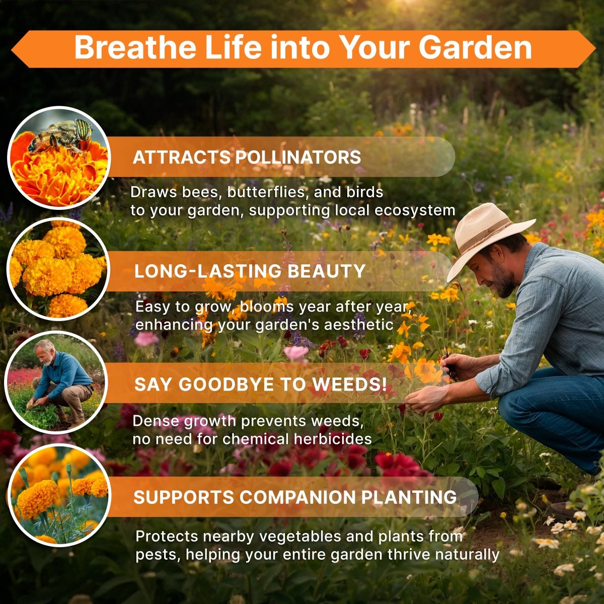 Marigold Seeds Pack 4 oz - Organo Republic seeds store Marigold Seeds Pack 4 oz