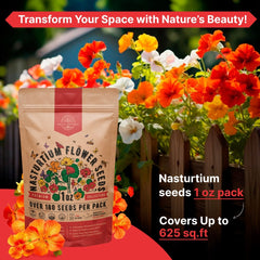 Nasturtium Seeds Pack 1 oz - Organo Republic seeds store Nasturtium Seeds Pack 1 oz