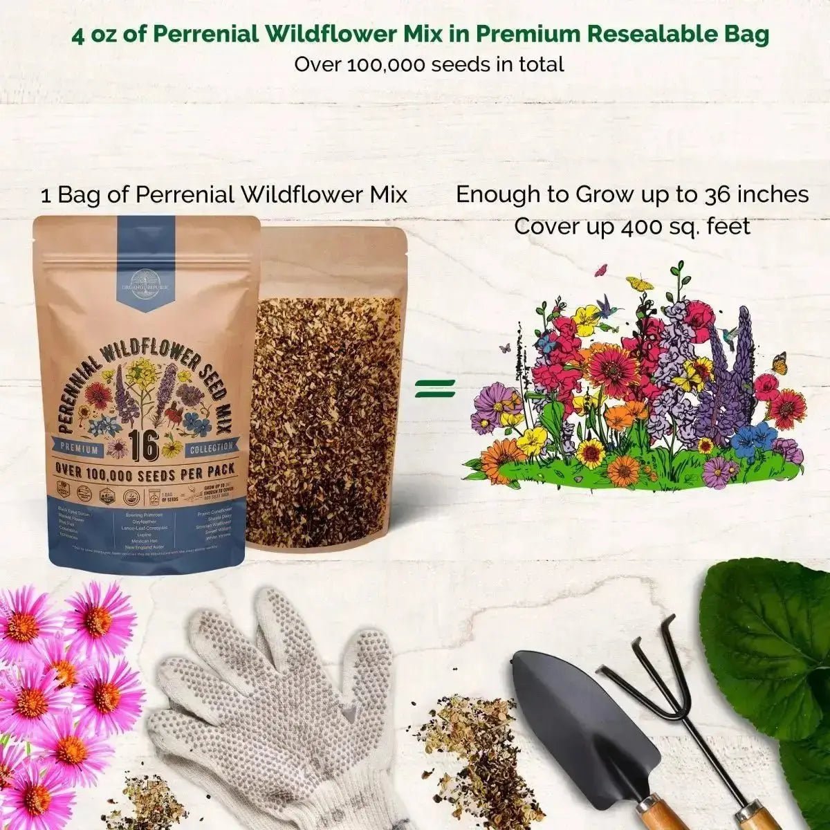 16 Perennial Wildflower Seeds Mix - Organo Republic seeds store 16 Perennial Wildflower Seeds Mix