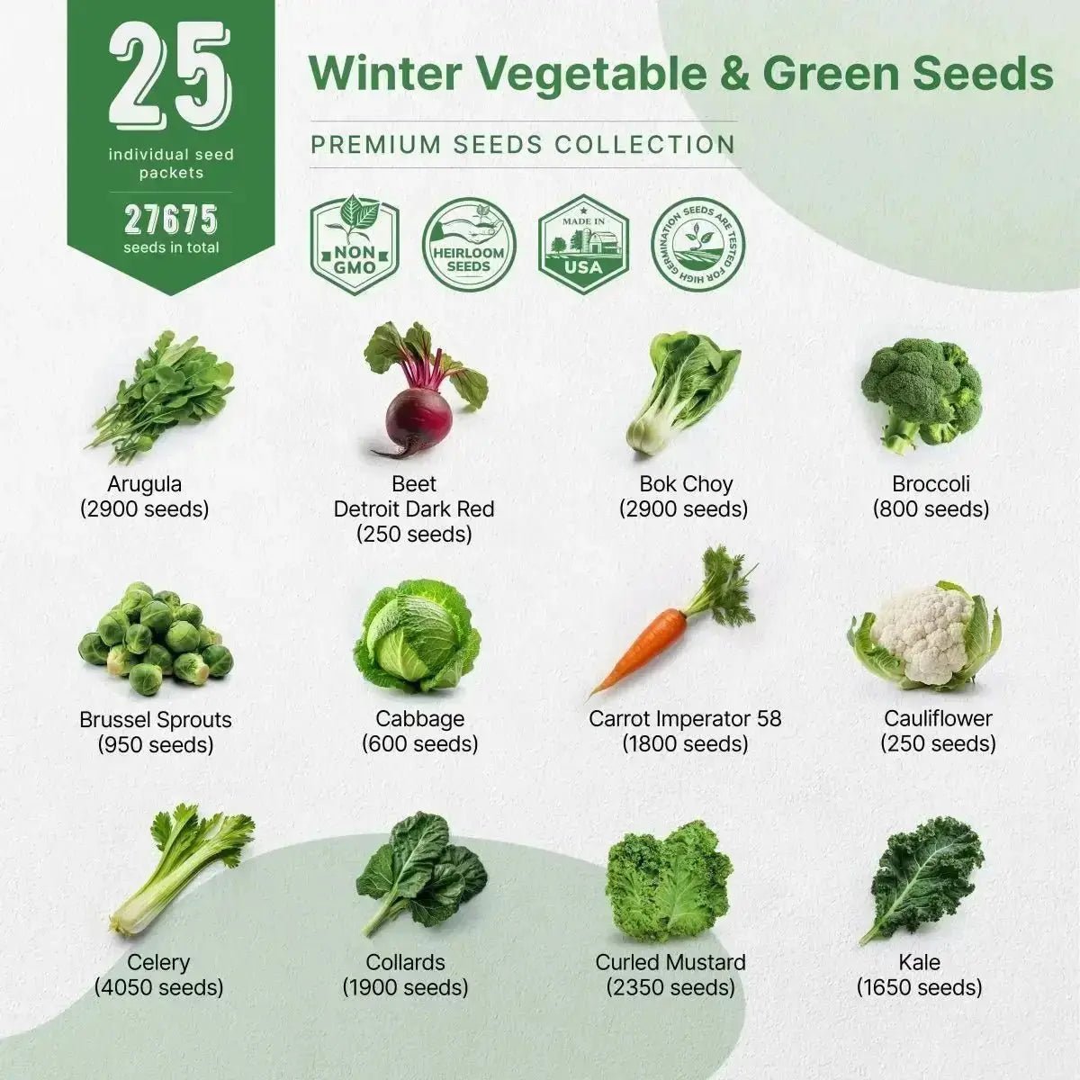25 Winter Vegetable Seeds Variety Pack - Organo Republic seeds store 25 Winter Vegetable Seeds Variety Pack