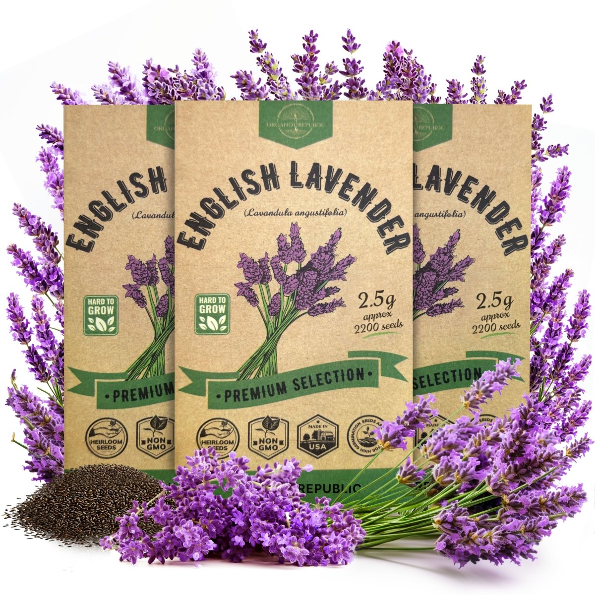 3-Pack English Lavender Seeds 7.50G - Organo Republic seeds store 3-Pack English Lavender Seeds 7.50G