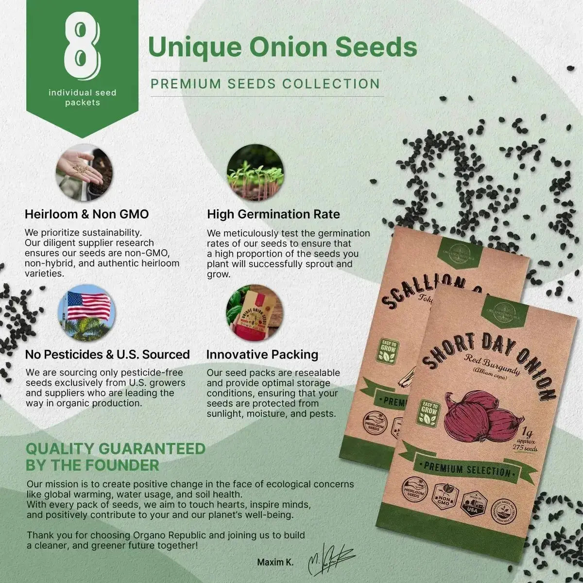 8 Onion Seeds Variety Pack - Organo Republic seeds store 8 Onion Seeds Variety Pack